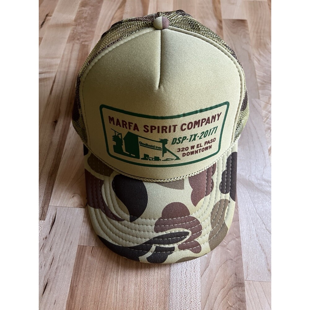 Marfa Spirit Co Camo Trucker Hat Mesh Back Foam Snapback Green Brown Texas